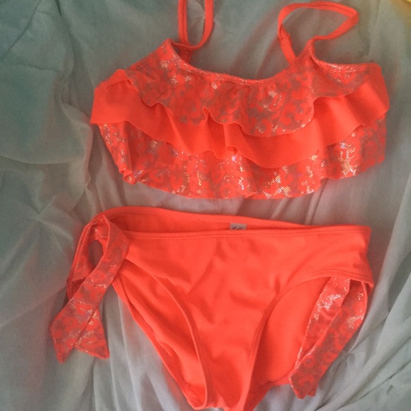 orange ruffle bikini